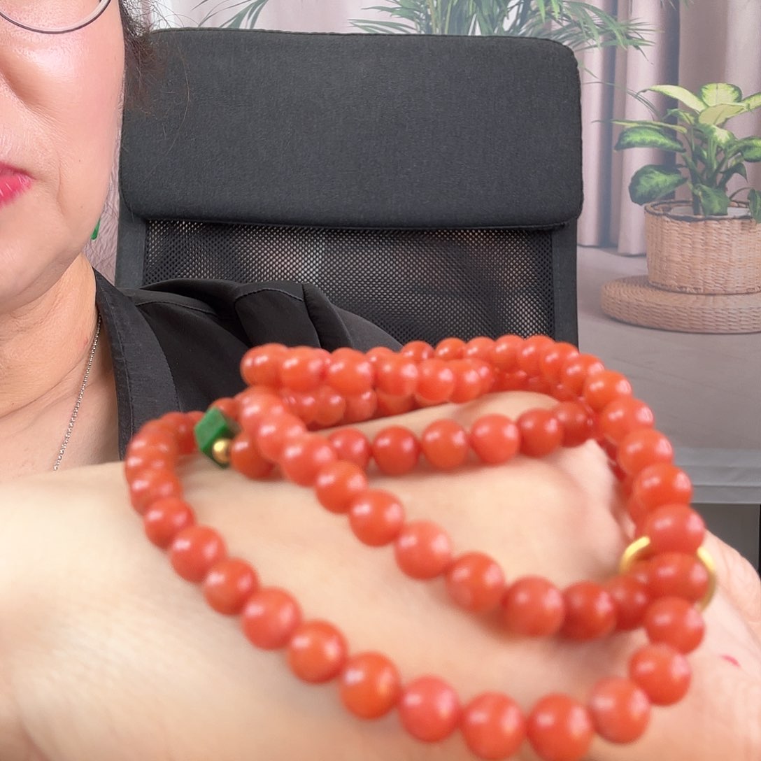 南红玛瑙颈饰18K金镶嵌