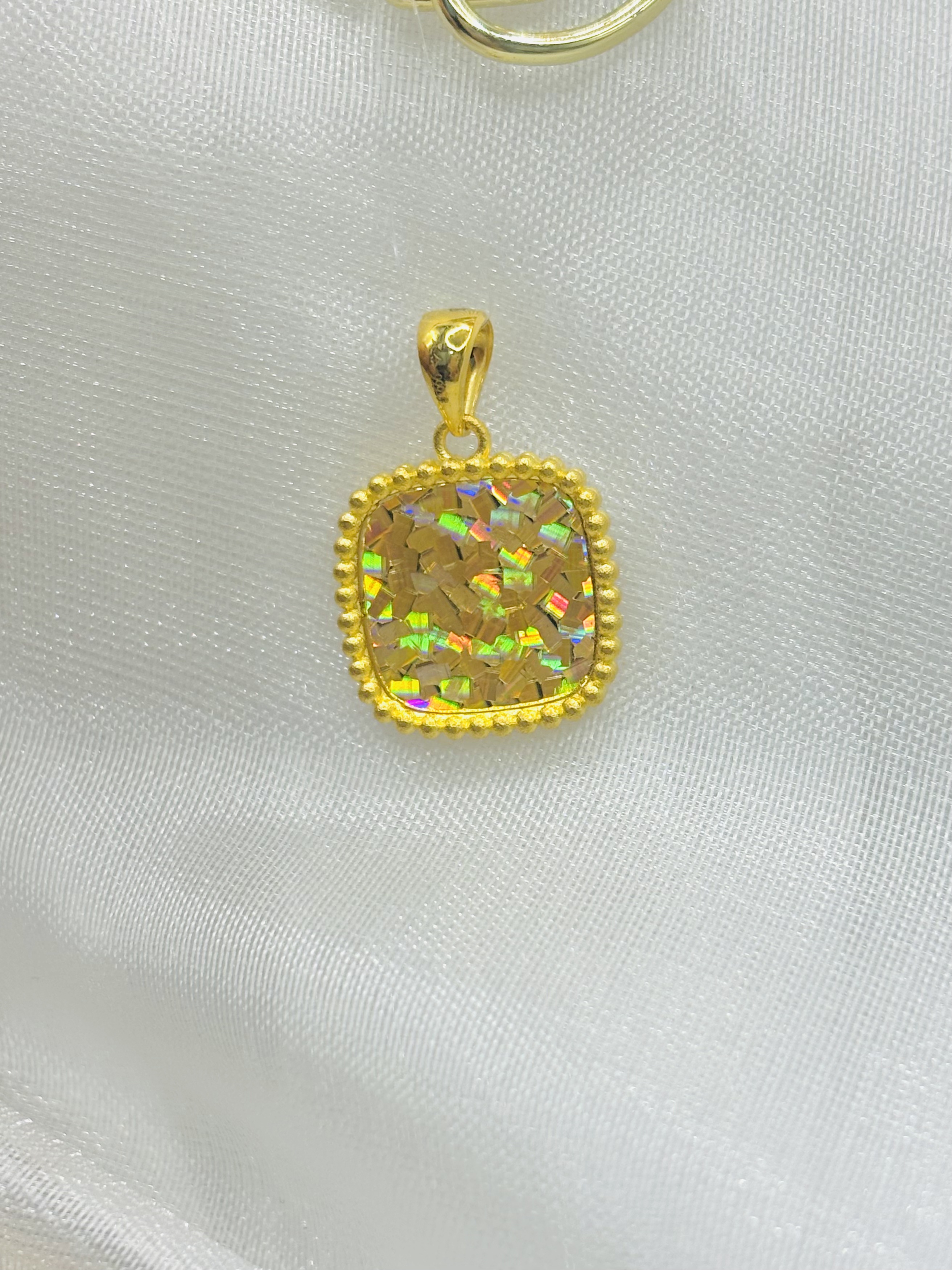 SUNFEEL/赛菲尔【一二店】足金999冰钻光影金方糖吊坠黄金精美气质