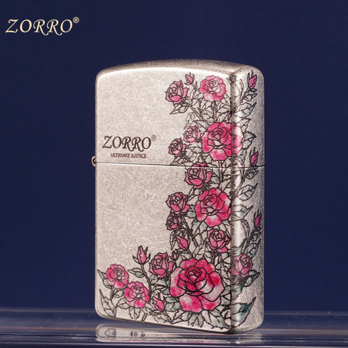 ZORRO佐罗Z91928D玫瑰花园古银滚花金属防风煤油打火机个性礼物潮