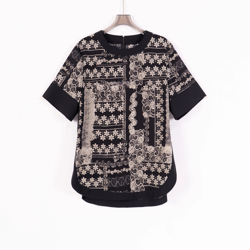 PS250528大码胖MM夏季新款衬衫上衣宽松显瘦遮肉休闲复古圆领