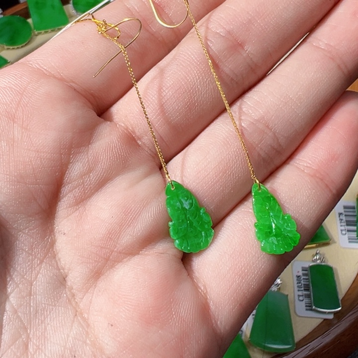 翡翠挂件18K金镶嵌翡翠