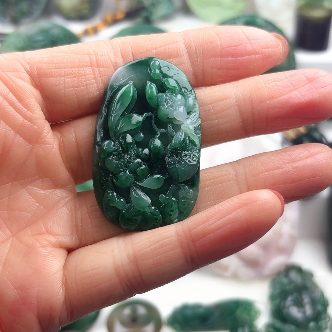 独山玉荷花 和和美美未镶嵌