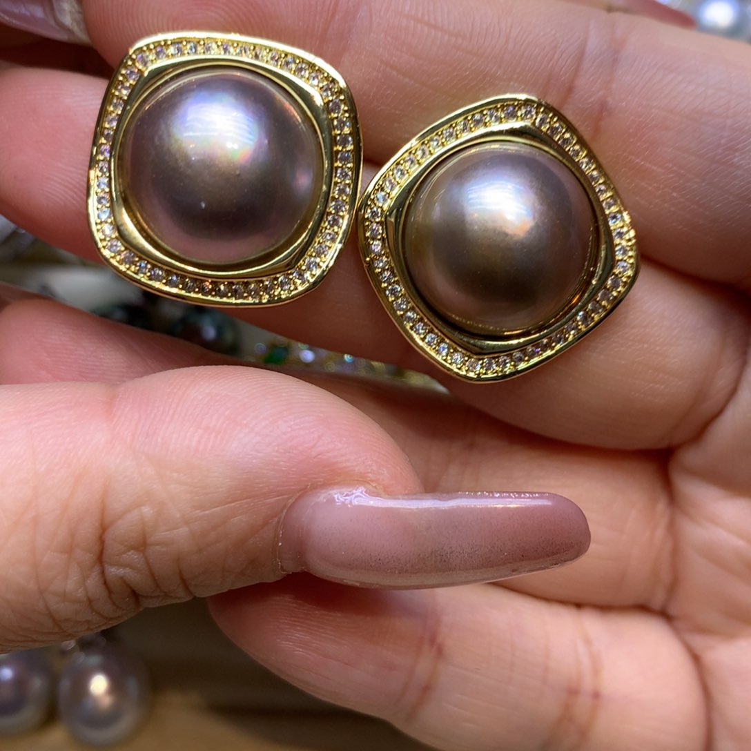 耳饰拼合珍珠（马贝珠）未镶嵌