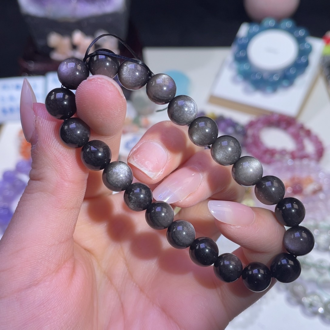 未镶嵌手链水晶双眼银曜石8+