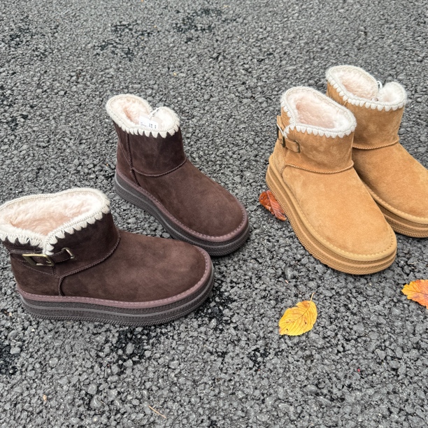 【觅而】冬季厚底复古民族风皮毛一体百搭雪地靴225-2602