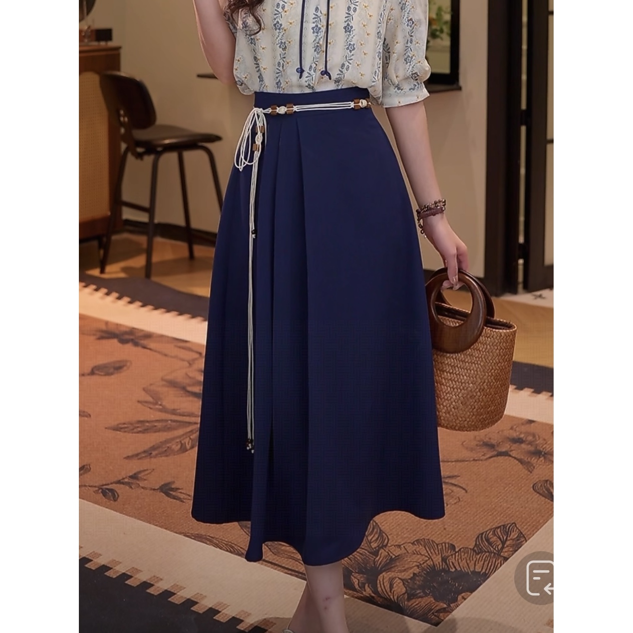 莹莹   25年新款冬季气质百搭高腰宽松显瘦设计女纯色半身裙#4618