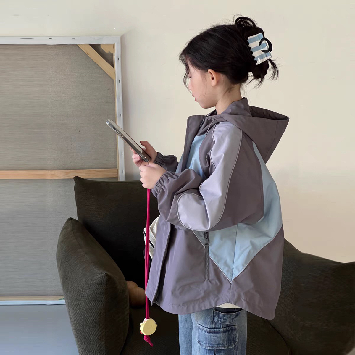 现货  2024冬季儿童新款春装男童女童棉服冲锋外套003