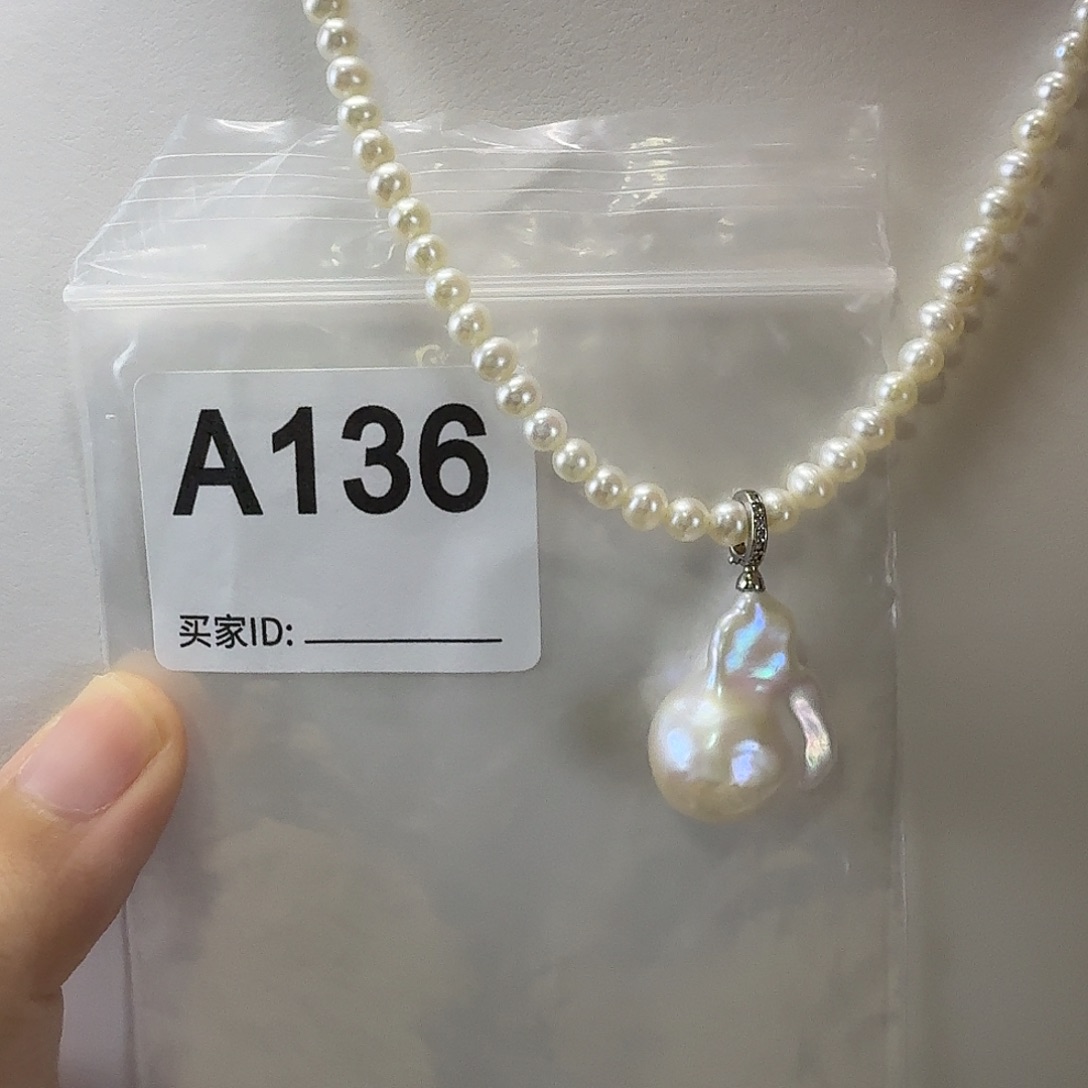 吊坠(不含链)银S925镶嵌淡水珍珠