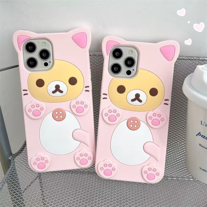 （适用苹果oppo华为vivo小米）卡通梅花熊iPhone16可爱软硅胶手机壳