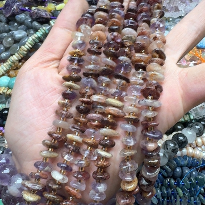 合金玛瑙/玉髓珠宝半成品一条9-10mm紫幽灵