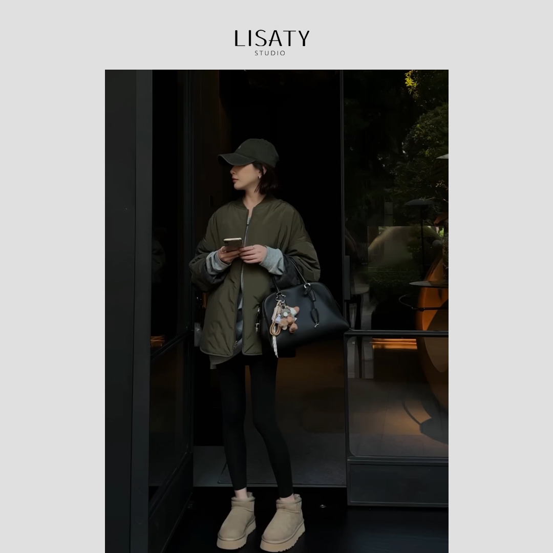 LISATY| 秋冬系列 慵懒感羊毛双面穿撞色棉服外套
