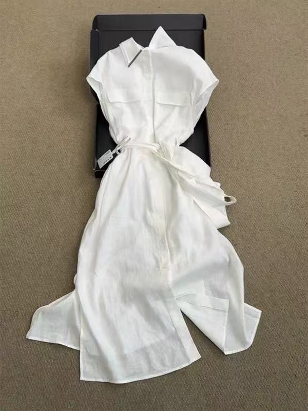韩系气质休闲白色衬衫裙（直播间链接，实物以直播间为准）