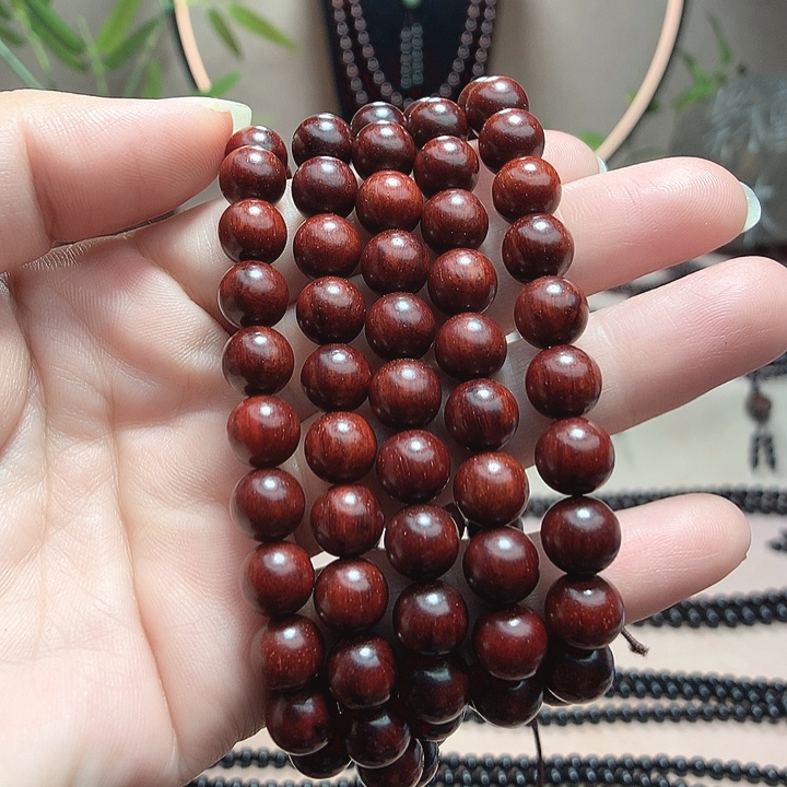 何***安手串/手链小叶紫檀鸡血红泥料8mm108颗