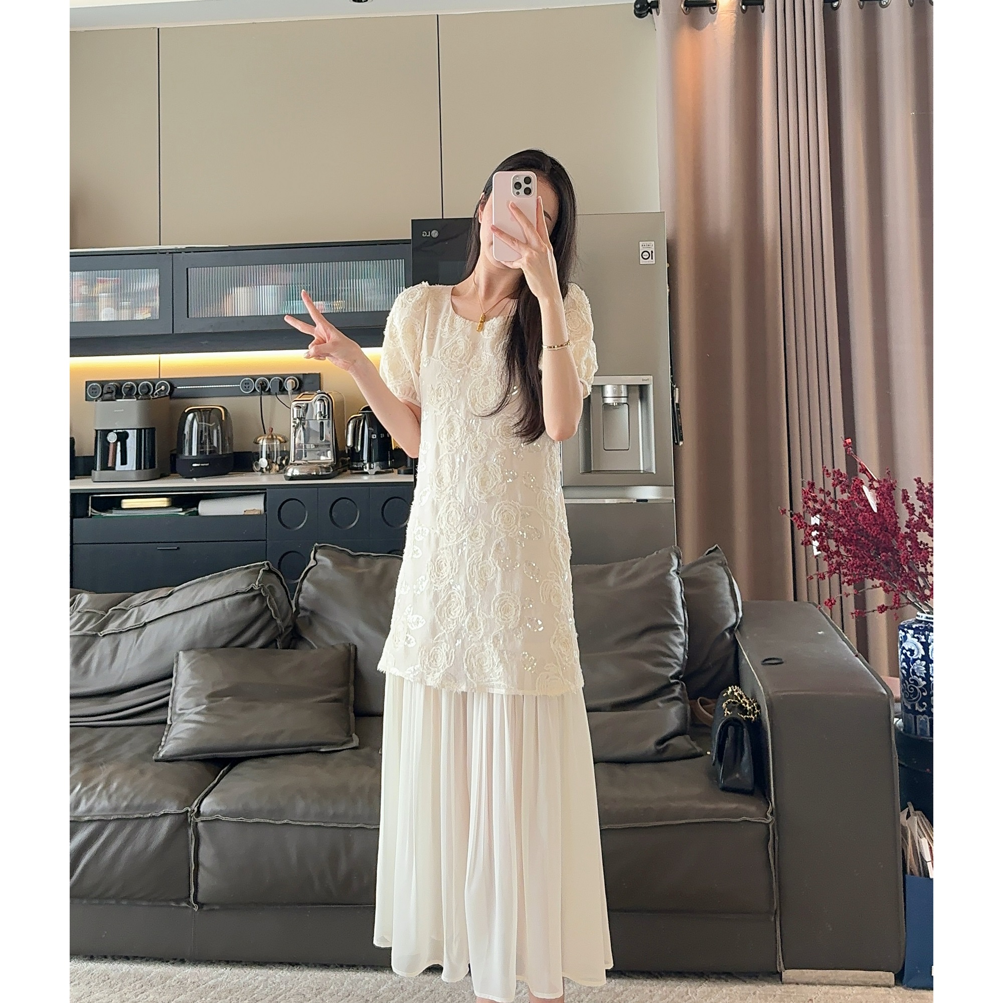 Zwinnie/詹维尼【白玫瑰拼接裙-独家系列】连衣裙 GZC202517