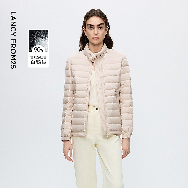 【轻羽45°云系列】朗姿霍尔多巴吉鹅绒排骨羽绒服2025年冬季新款
