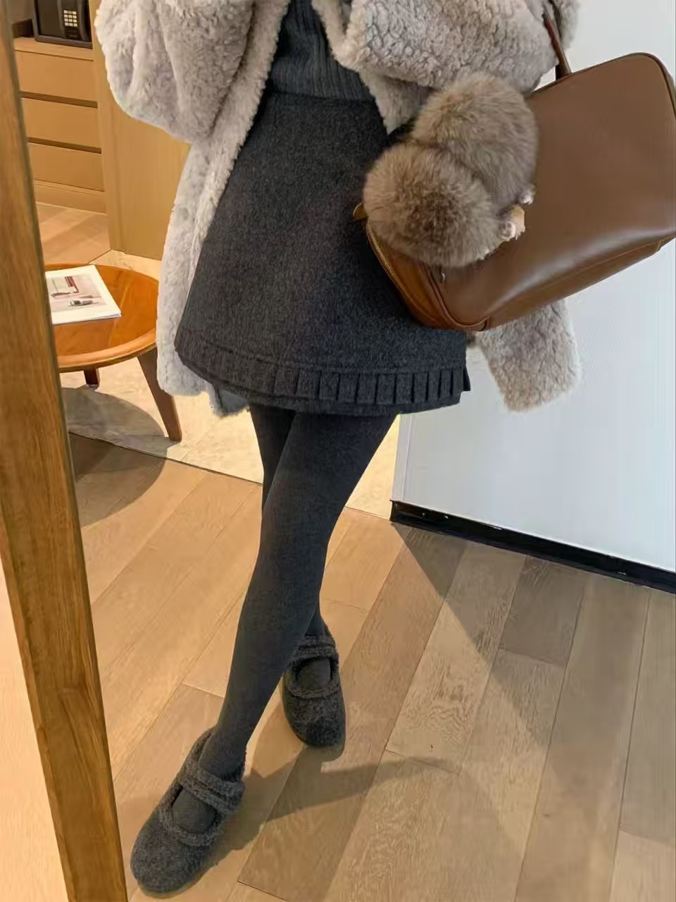 Datou·爆款！ 百搭纯色通勤毛呢A字半身裙女5861