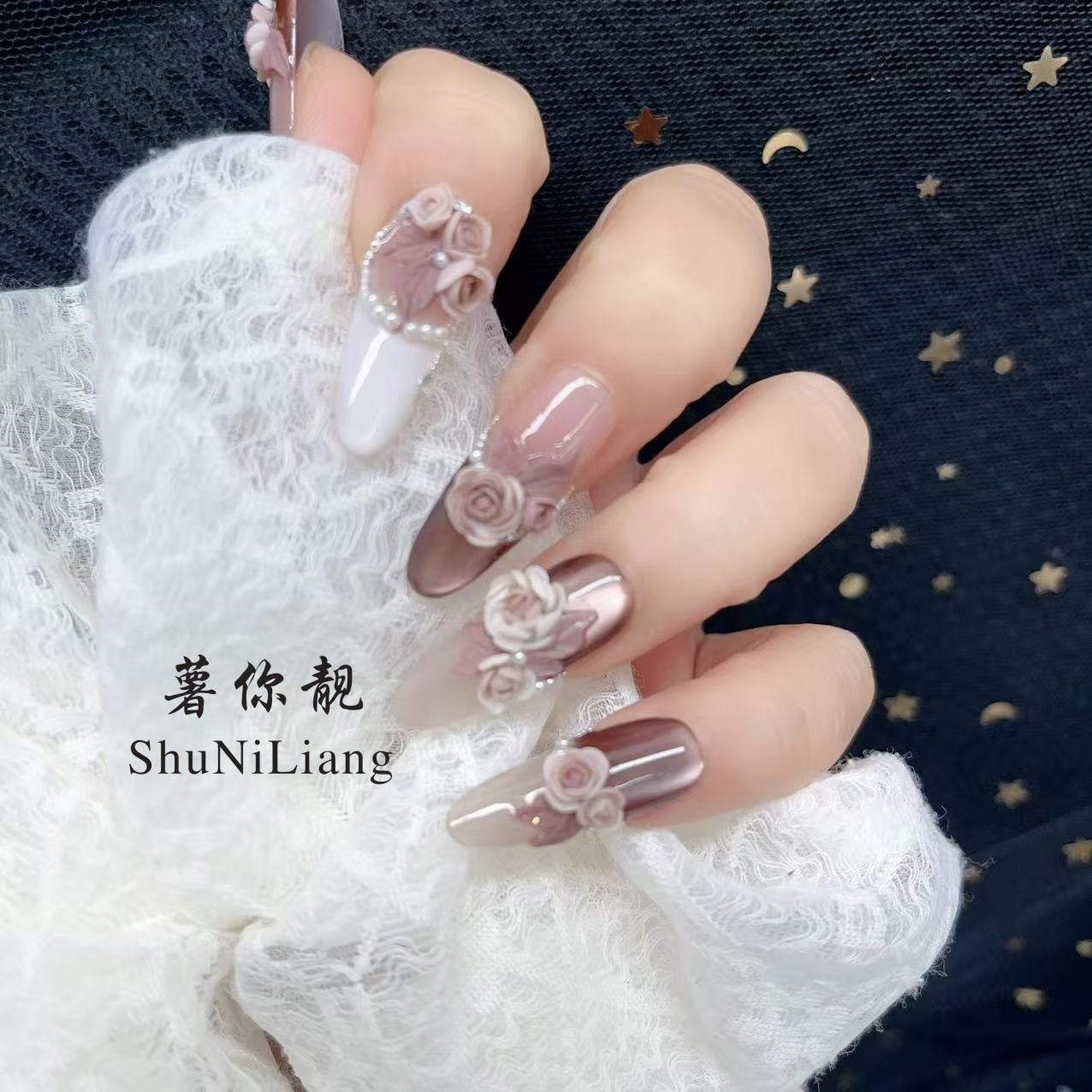 【LLS084浓郁玫瑰】薯你靓 品牌 原创设计 纯手工雕花穿戴甲可爱