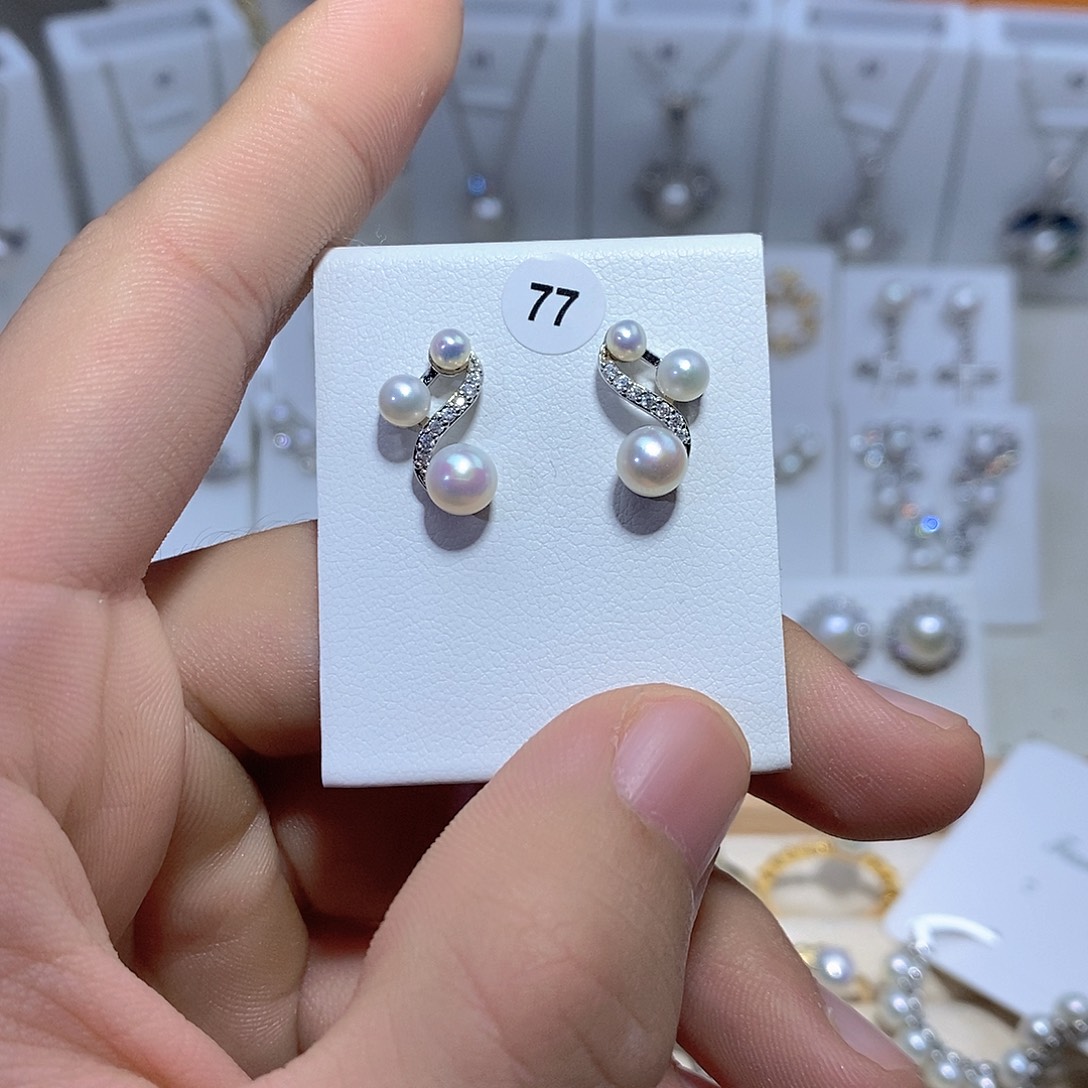 耳饰淡水珍珠银S925镶嵌