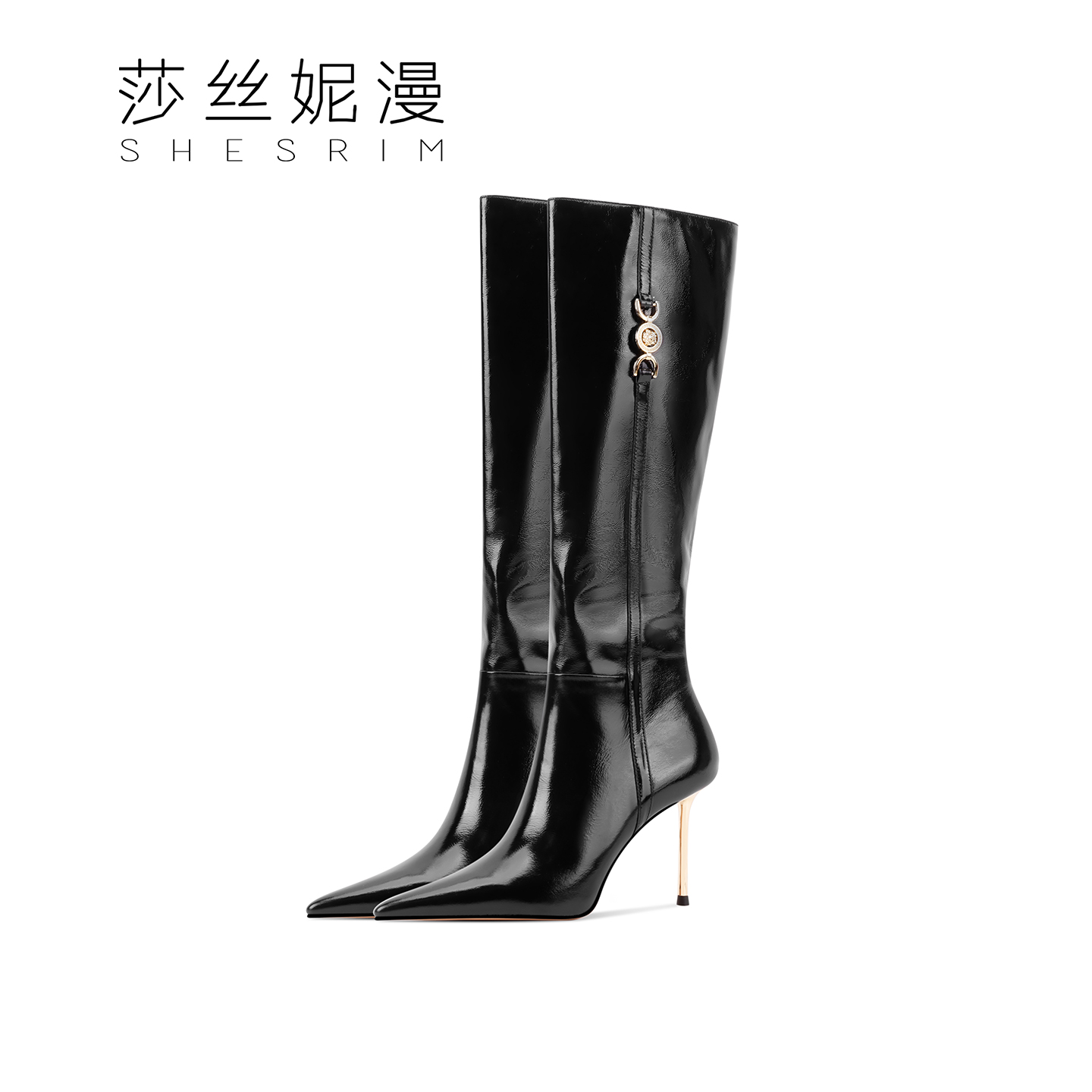 「新品推荐」2025秋冬新款高靴细跟女金属扣高筒高跟靴骑士靴靴子