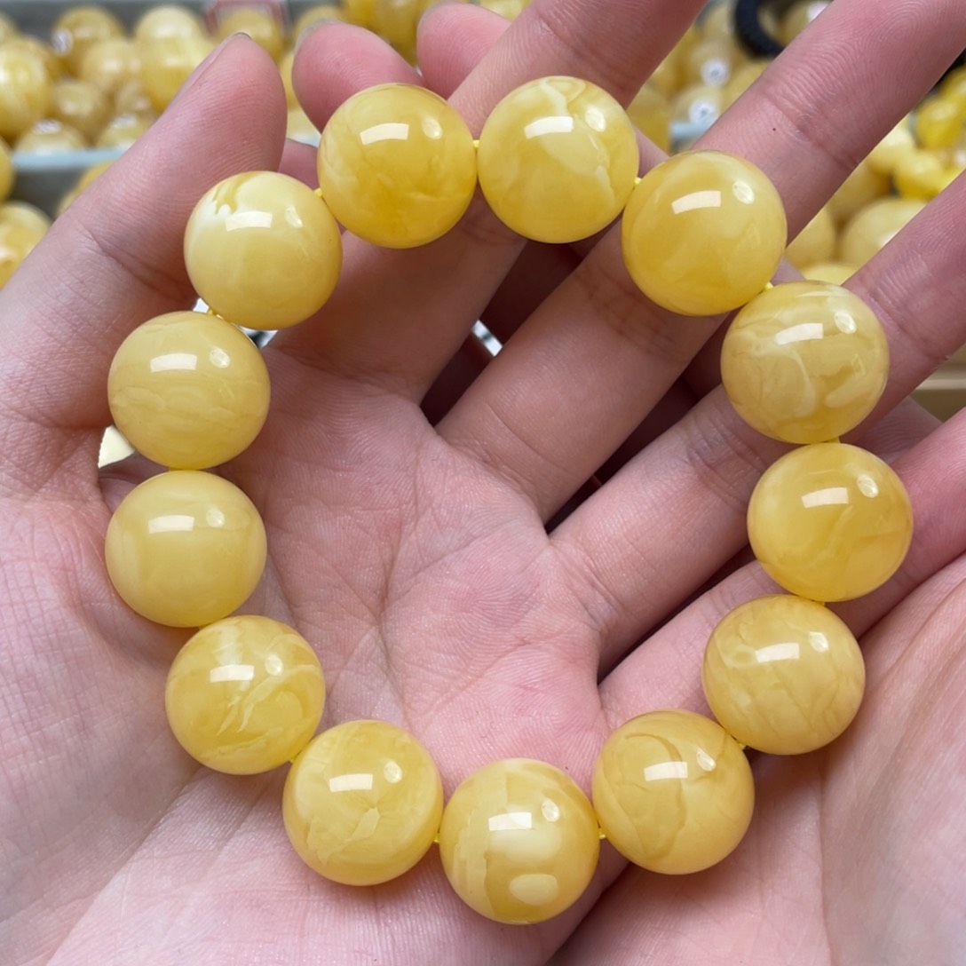 未镶嵌蜜蜡裸石蜜蜡圆珠手串16+