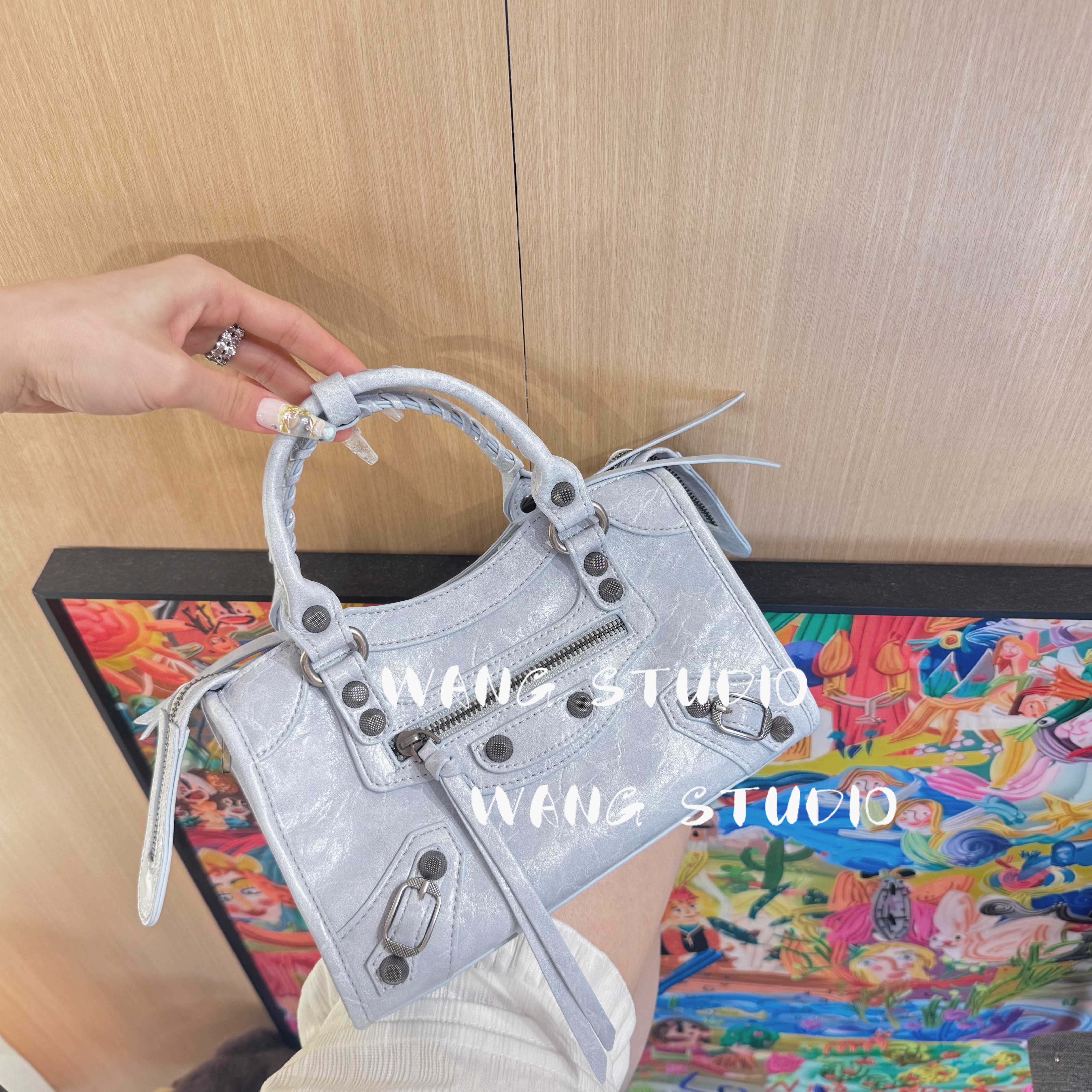 调调包包WANG STUDIO【Ranedona小众设计 蓝NeoCagole巴黎机车包】