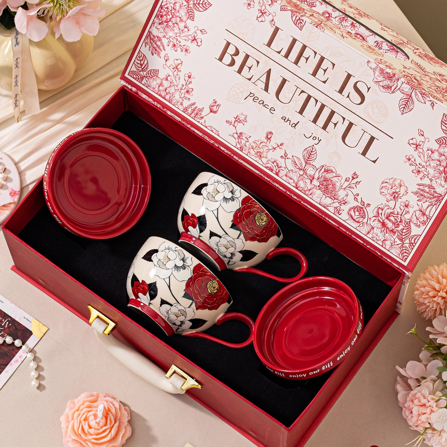 结婚礼物送新人新婚咖啡杯一套婚庆送人订婚杯子伴手礼实用礼物