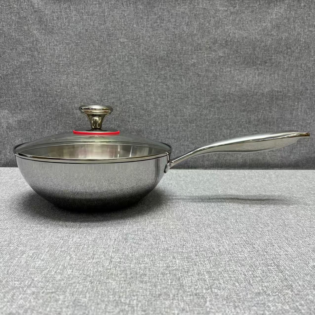 6-027 不锈钢单柄炒锅 24*8.5cm 整锅重约1.46kg