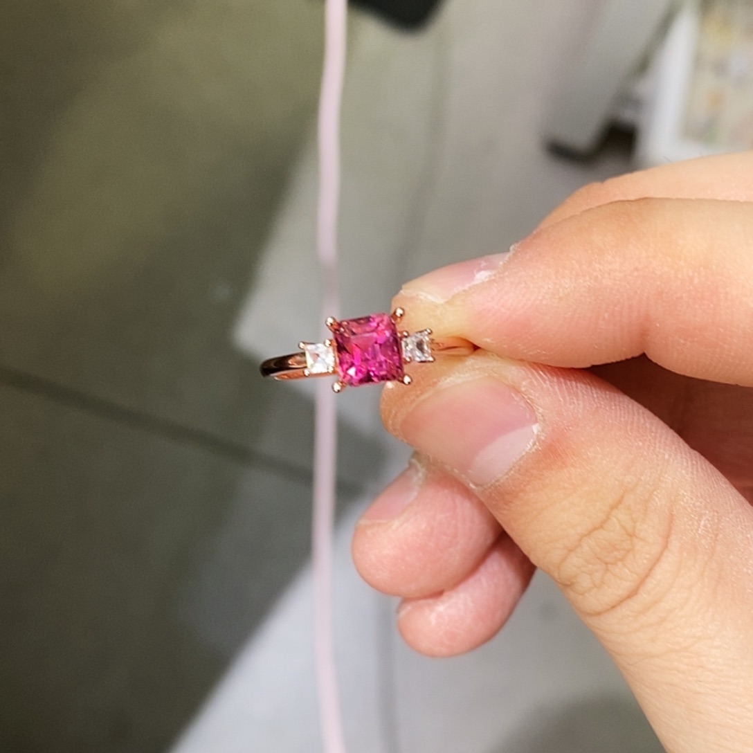 碧玺戒指银S925镶嵌骁天然碧玺戒指