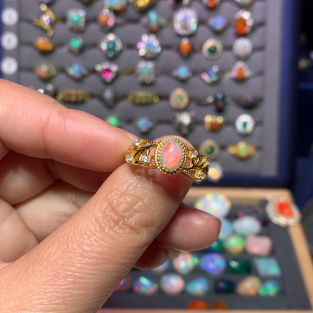 欧泊戒指款式银S925镶嵌