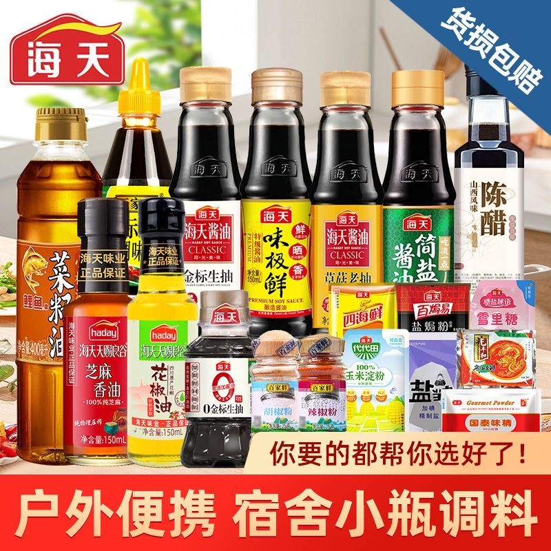 海天学生宿舍小瓶调料组合套装生抽老抽蚝油陈醋油盐租房家用调味