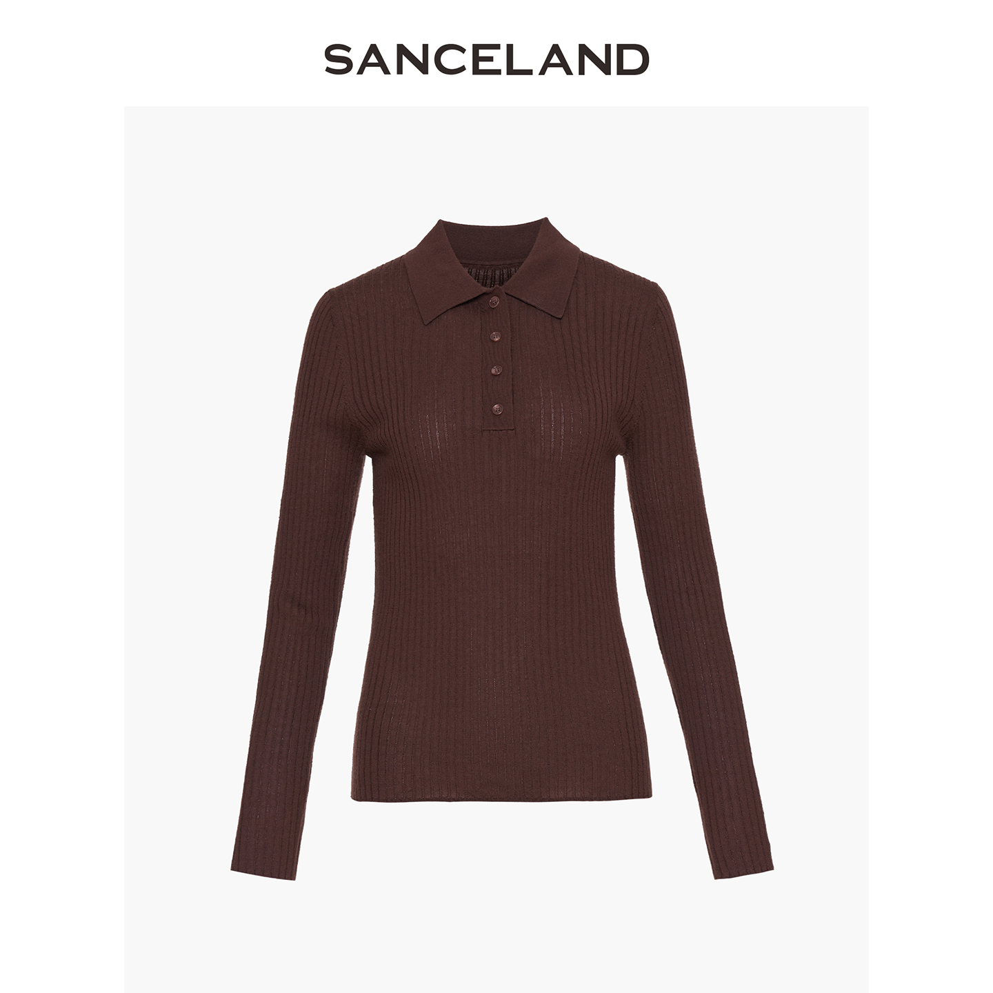 三石一澜25秋新款polo领羊毛衫长袖修身打底毛针织衫女SJ31401115