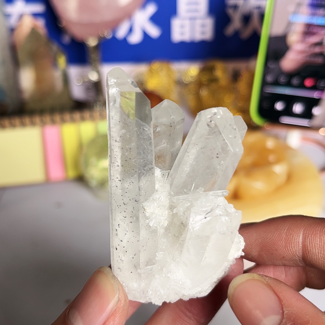 水晶天然水晶微瑕银S925镶嵌