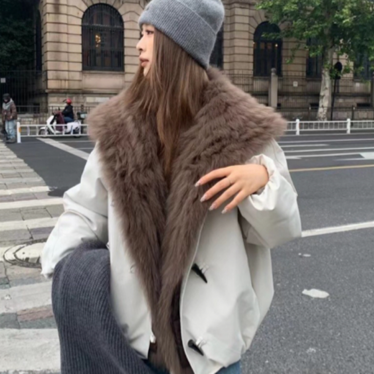 【清清专属】真毛狐狸毛新款冬季超大领派克服羽绒时尚百搭可拆卸