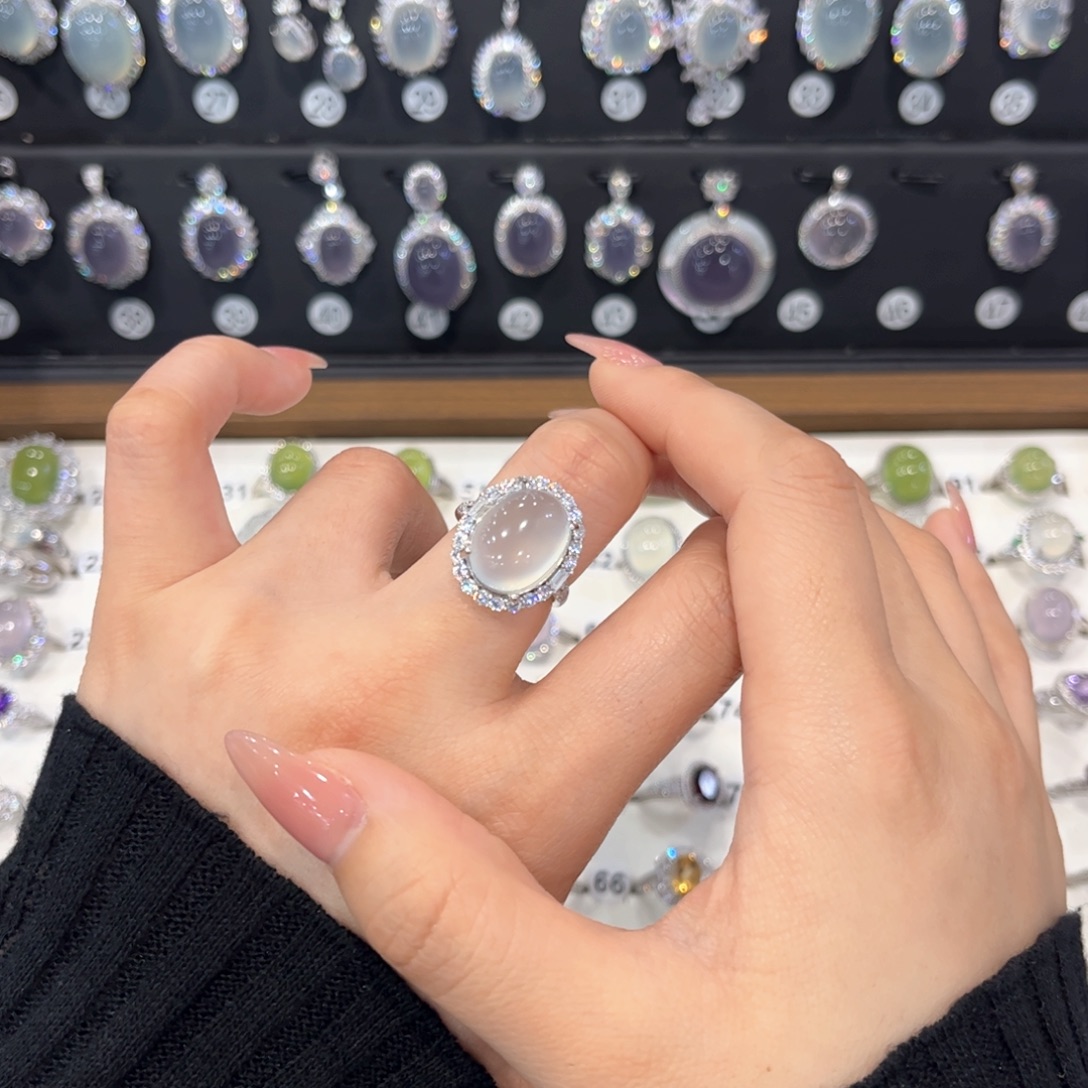 ^***^岫玉银S925镶嵌戒指