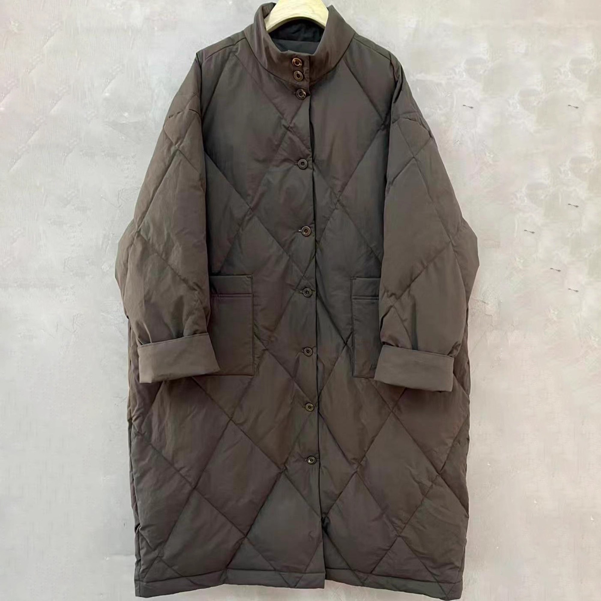 彭彭家 3973 棉复古90白鸭绒立领中长款羽绒服 古兰木