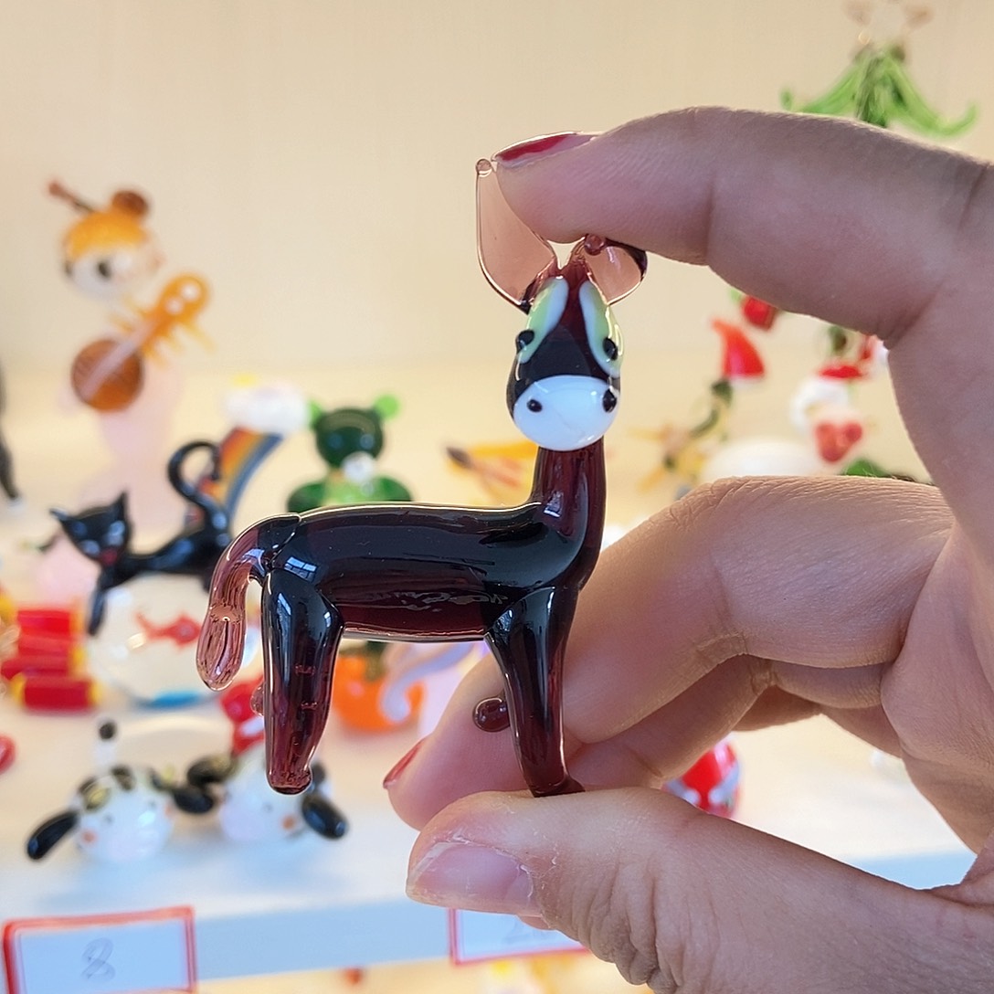 琉璃手工艺品紫色驴子