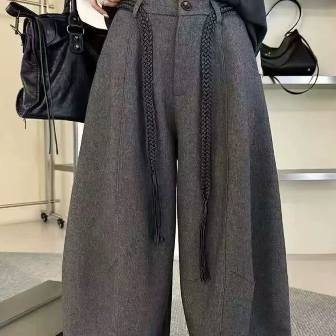 呢子厚款弯刀裤335