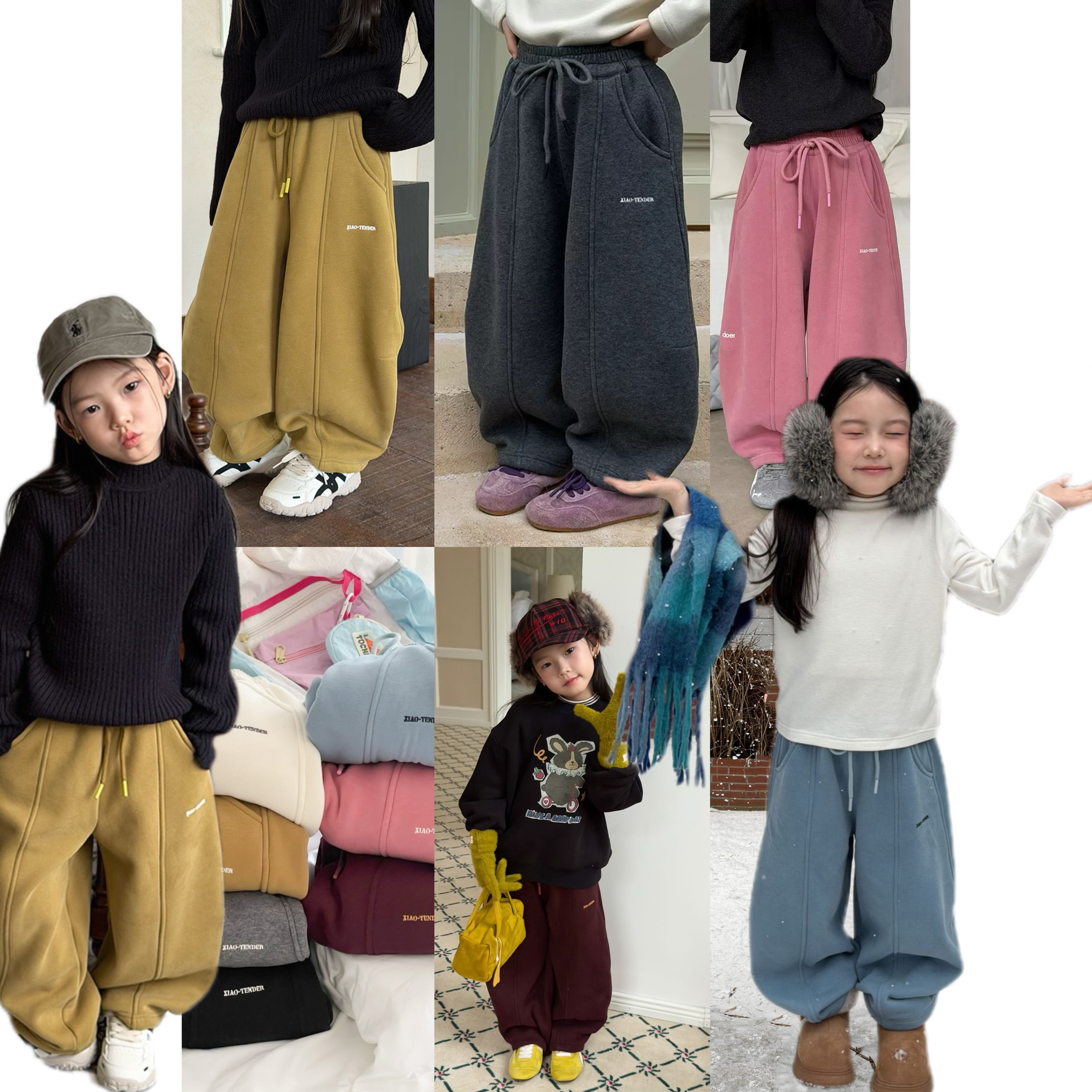 【280g奥粒绒】男女童冬季加绒卫裤加厚休闲裤儿童保暖裤子25K039