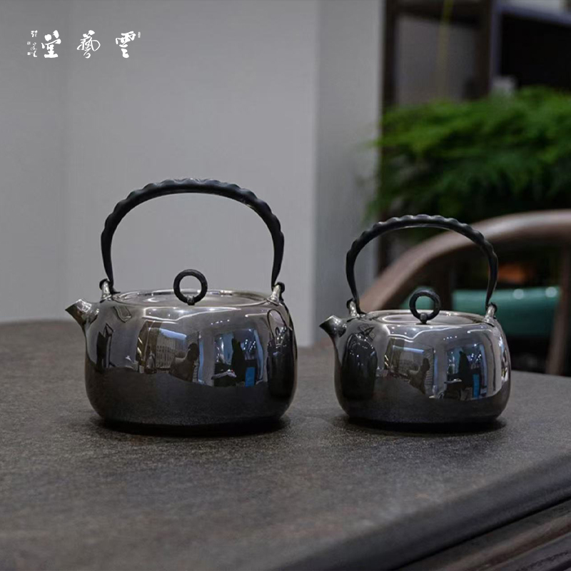 芸术云艺堂足银999纯手工煮茶壶家用玄紫北村静香非遗王朝军泡茶
