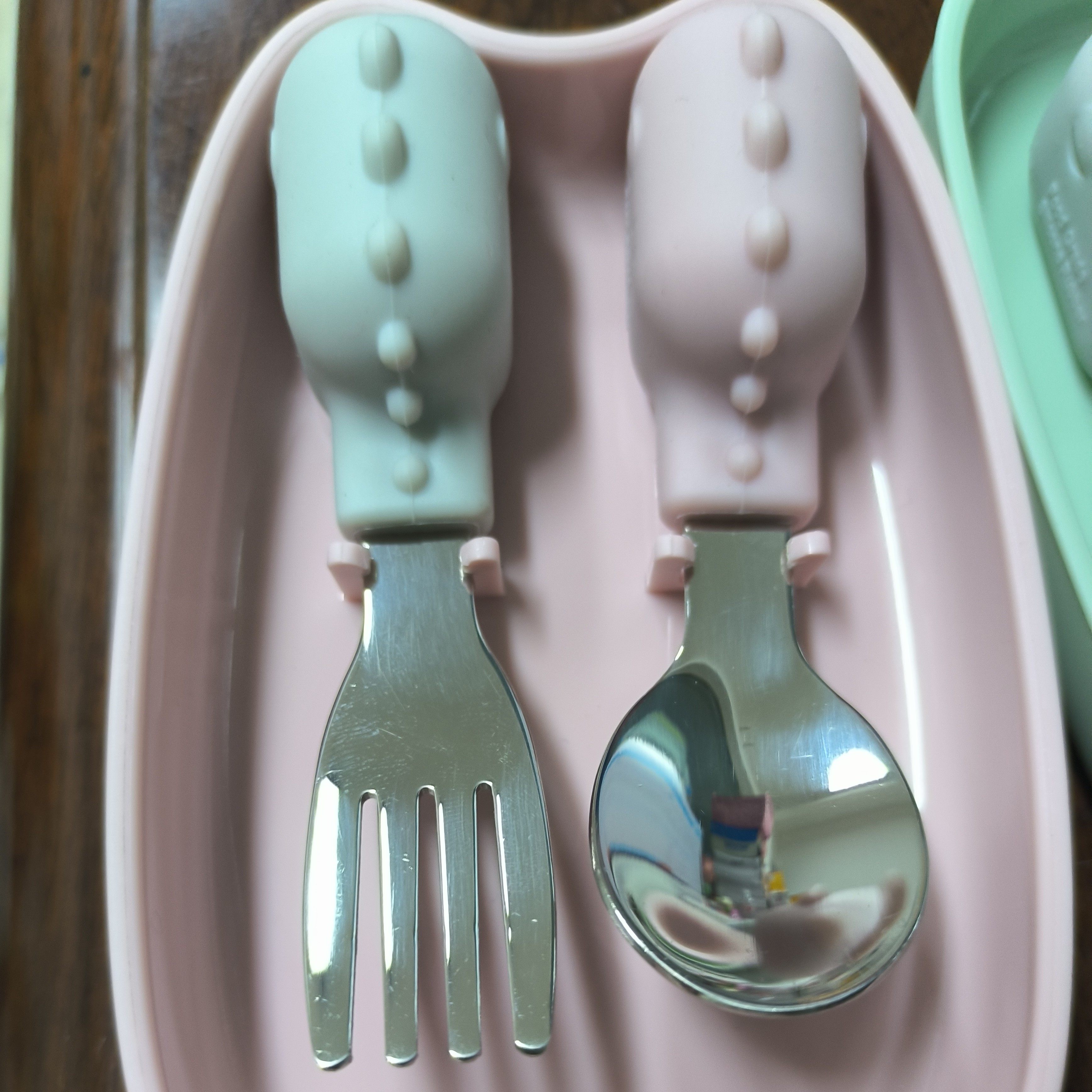 不锈钢短柄叉勺宝宝学吃饭婴幼儿训练辅食餐具