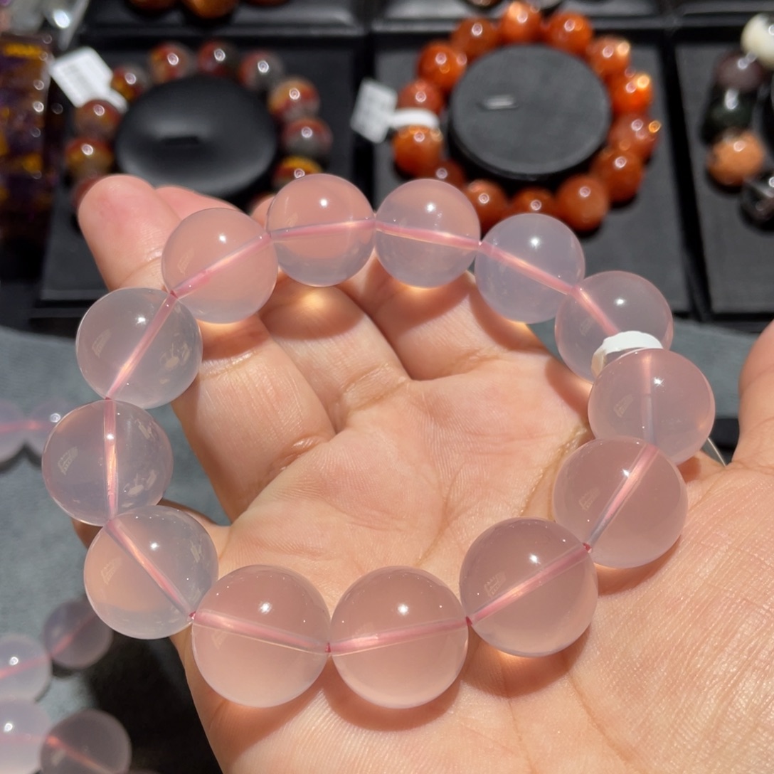 水晶手链未镶嵌星光粉水晶16mm左右