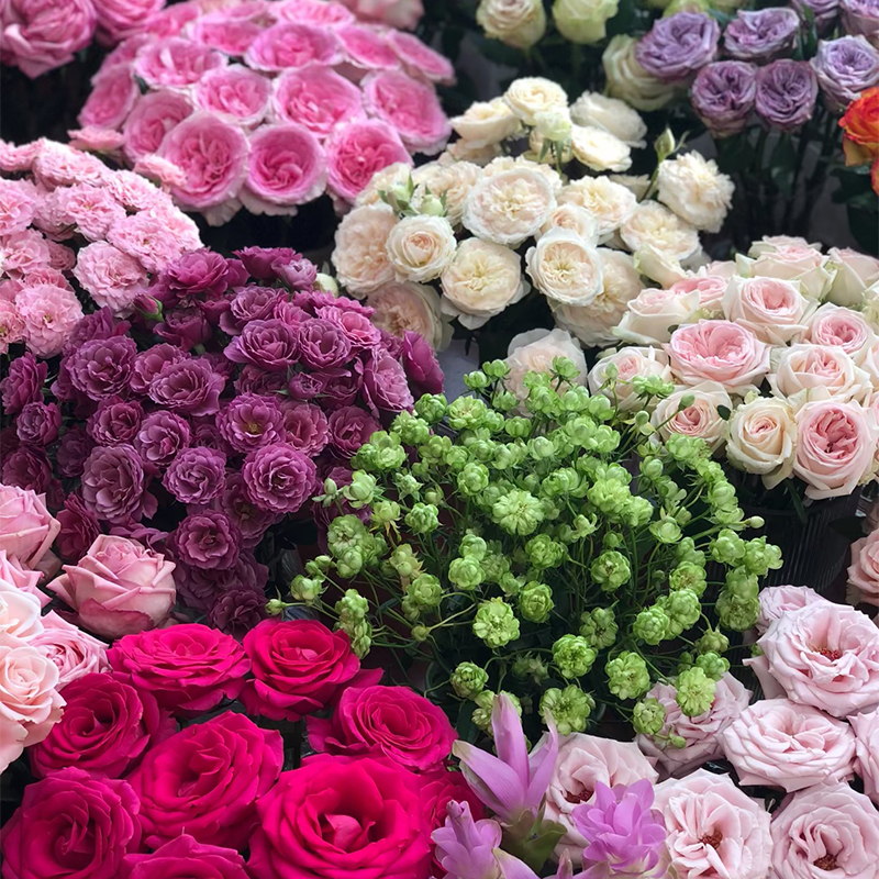 女神节 香槟玫瑰+粉玫瑰+香水百合+向日葵+配草 云南基地直发鲜花