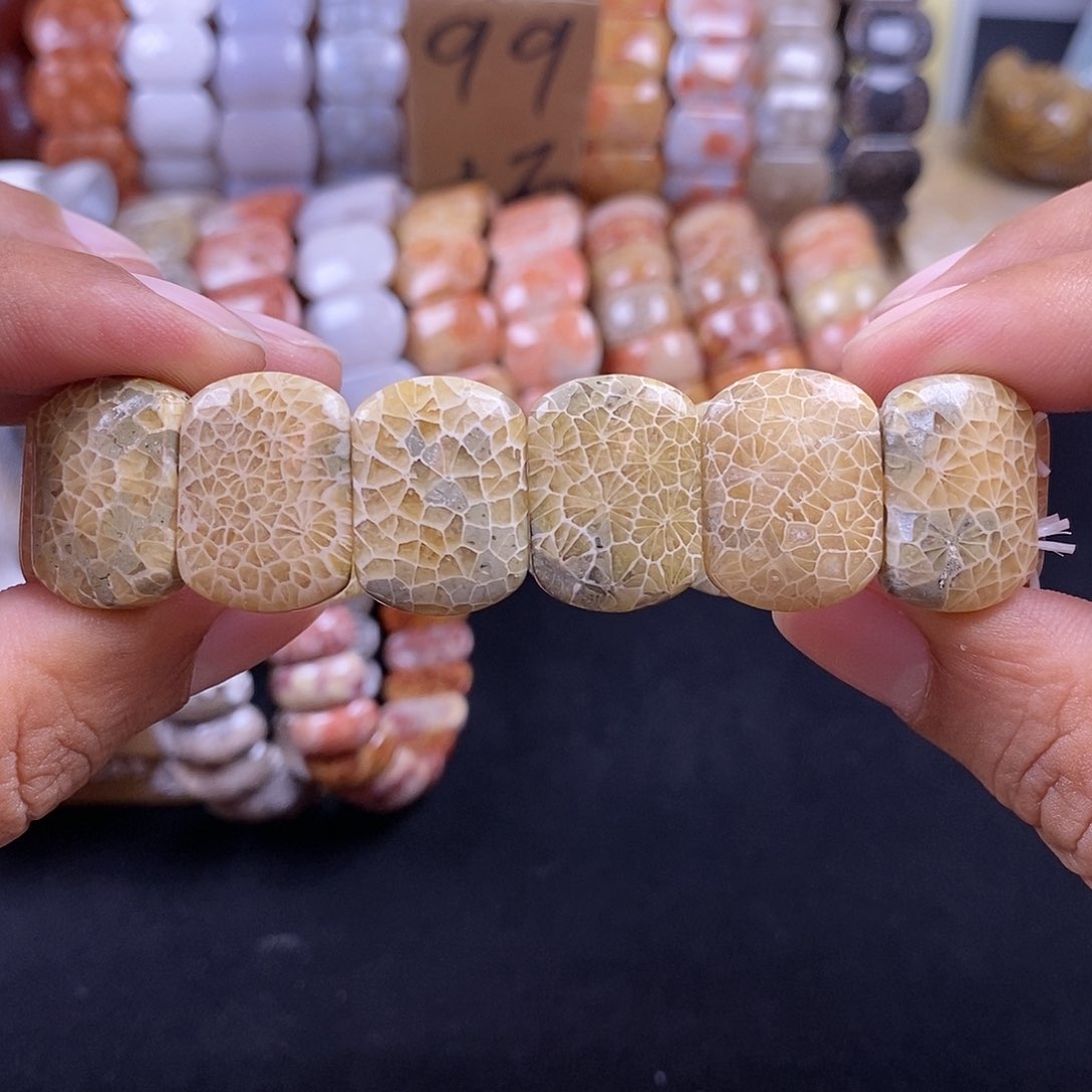 硅化珊瑚（珊瑚玉）未镶嵌手串瓷万花23