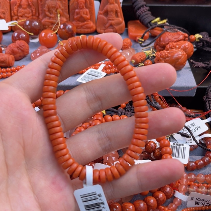 南红玛瑙多样性发一未镶嵌药片手串6mm
