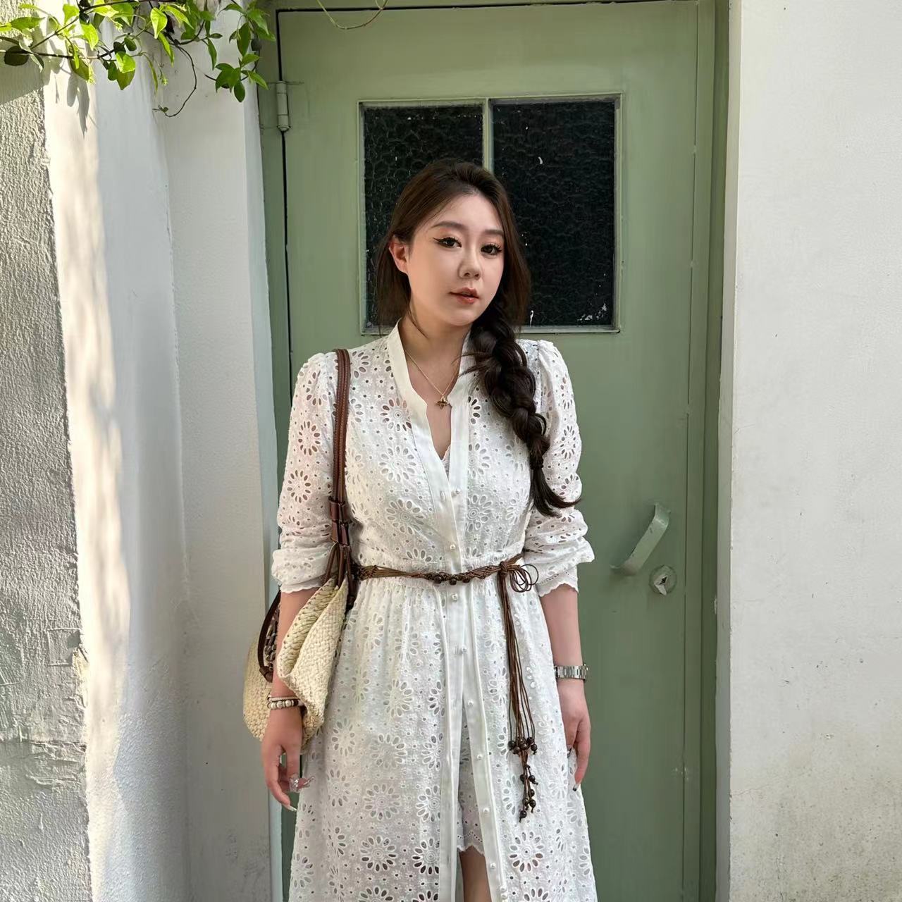 琪琪怪怪 大码女装‘’米兰往事‘’法式时尚镂空蕾丝套装D13512QL