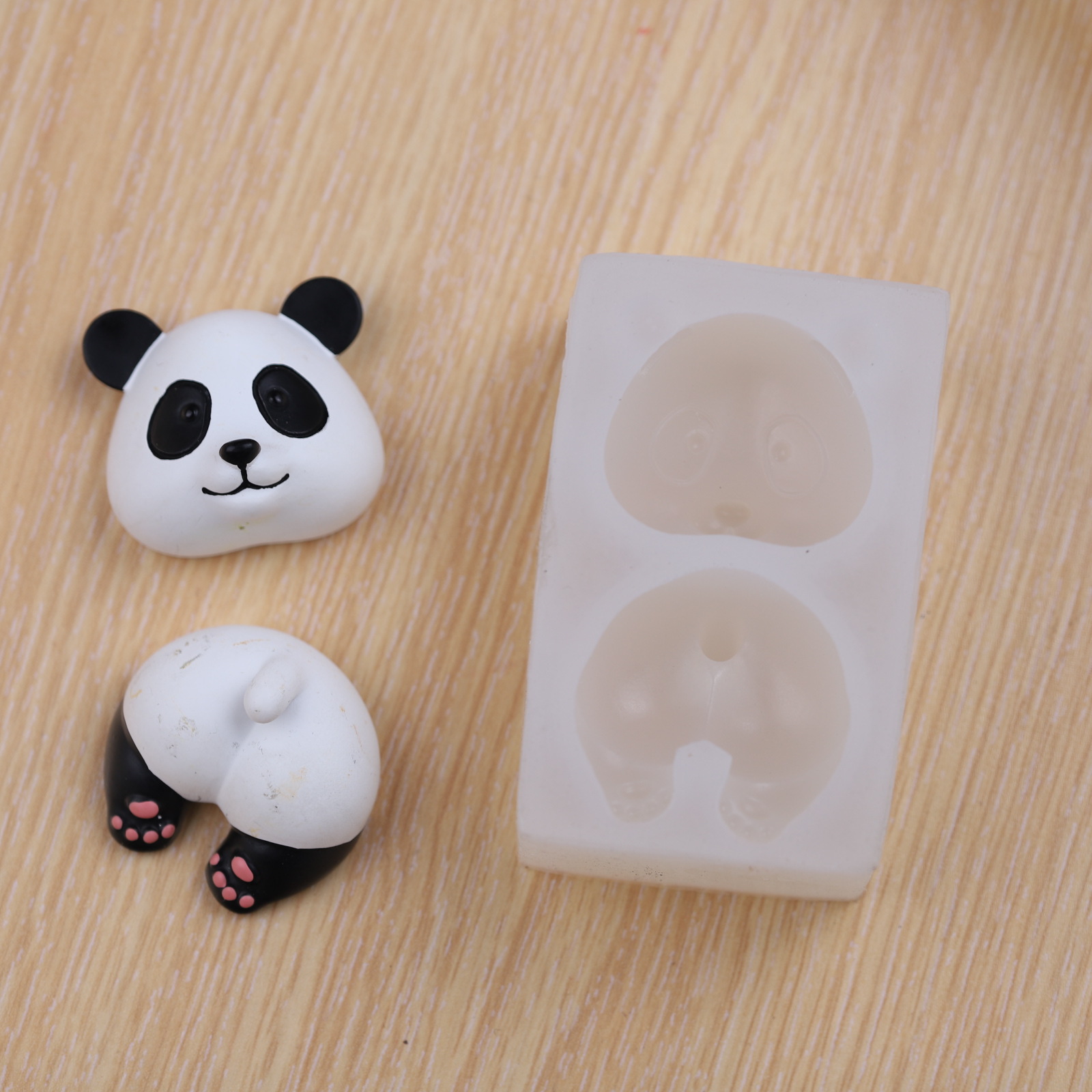 新款老虎屁股香薰石膏硅胶模具熊猫香氛车载出风口夹装饰动物模具