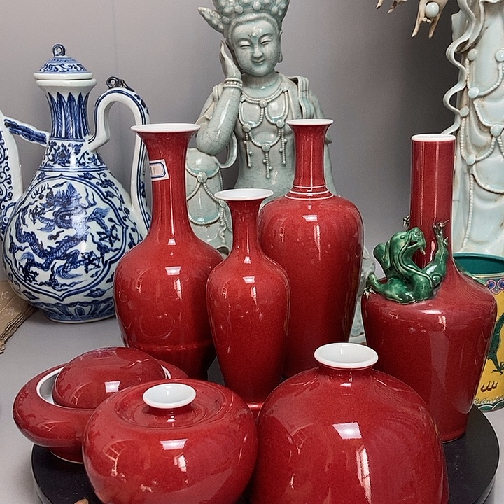 旧藏豇豆红八大件全品