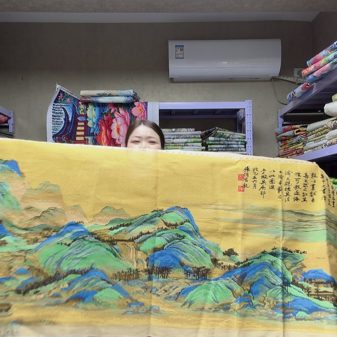 棉十字绣千里江山