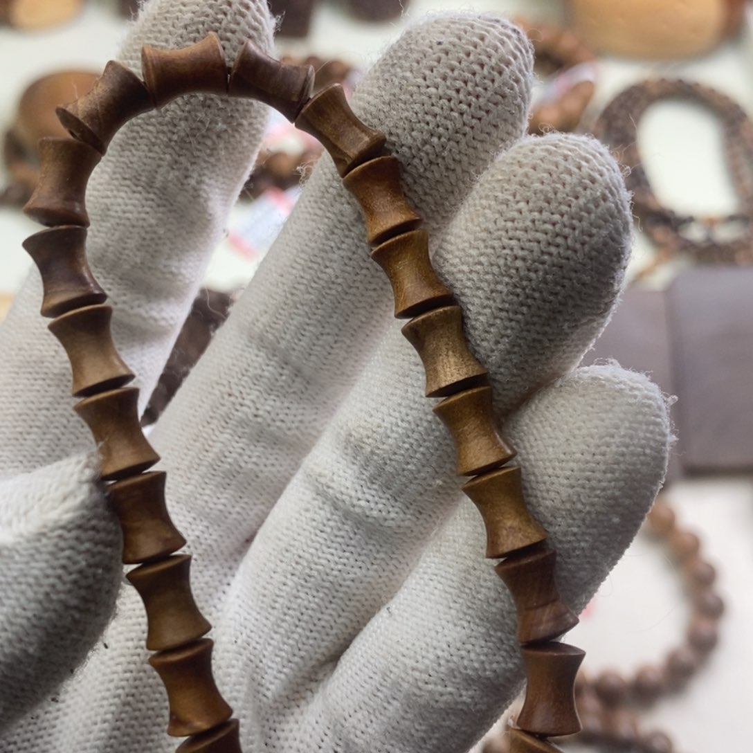 檀香木手串/手链印度迈索尔老山檀6*8竹节瑕疵