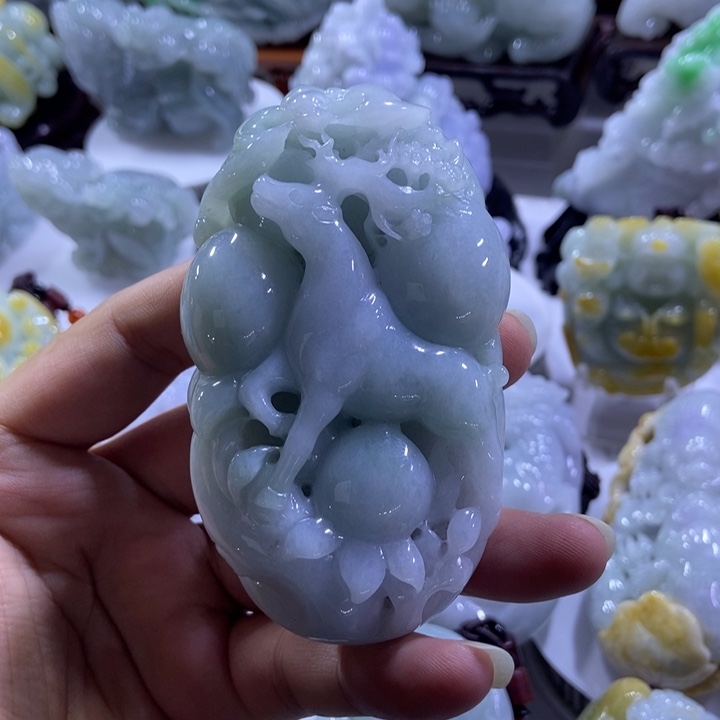 翡翠未镶嵌把件福禄寿